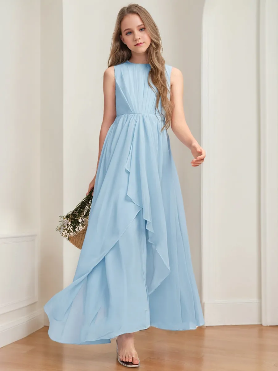 A-Line/Princess Scoop Sleeveless Ruffles Junior Bridesmaid Dresses sold by Lavetir