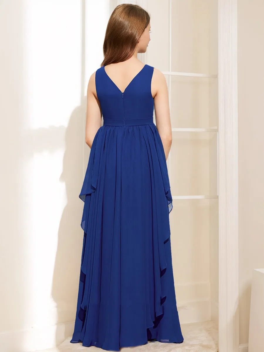 A-Line/Princess V-Neck Sleeveless Ruffles Junior Bridesmaid Dresses sold by Lavetir product image thumbnail 2