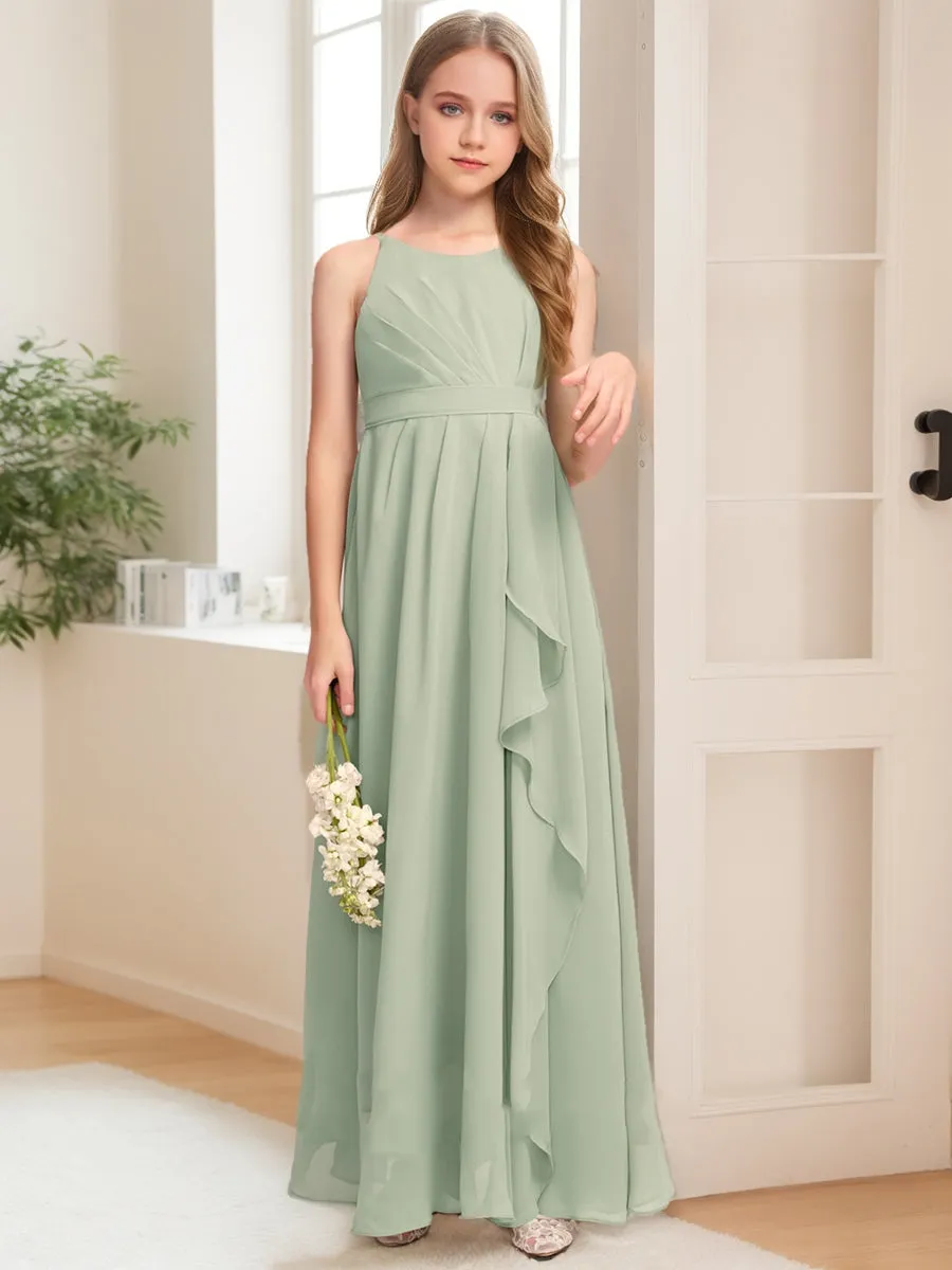 A-Line/Princess Scoop Sleeveless Ruffles Junior Bridesmaid Dresses sold by Lavetir