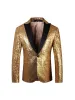 Tailored Fit Single Breasted One-Button Sequin Men's Party Jacket sold by Lavetir