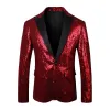 Tailored Fit Single Breasted One-Button Sequin Men's Party Jacket sold by Lavetir