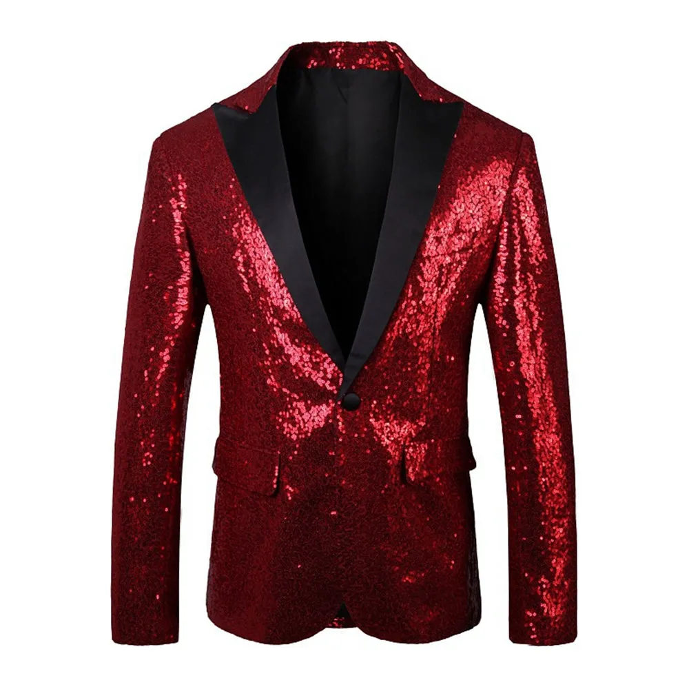 Tailored Fit Single Breasted One-Button Sequin Men's Party Jacket sold by Lavetir product image thumbnail 5
