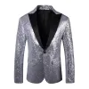 Tailored Fit Single Breasted One-Button Sequin Men's Party Jacket sold by Lavetir