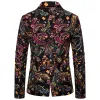 Tailored Fit Single Breasted Two-Buttons Printed Men's Party Jacket sold by Lavetir