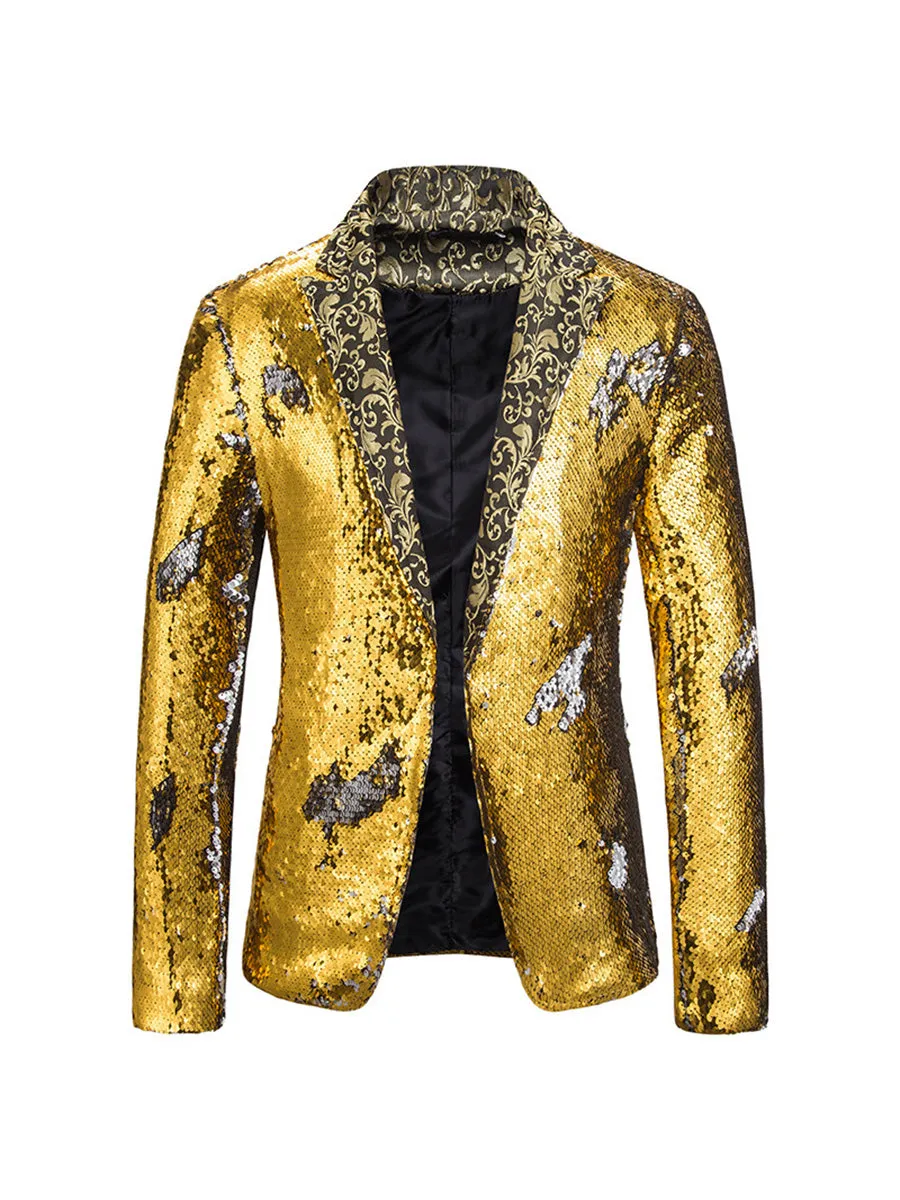 Tailored Fit Single Breasted Sequin Men's Party Jacket sold by Lavetir