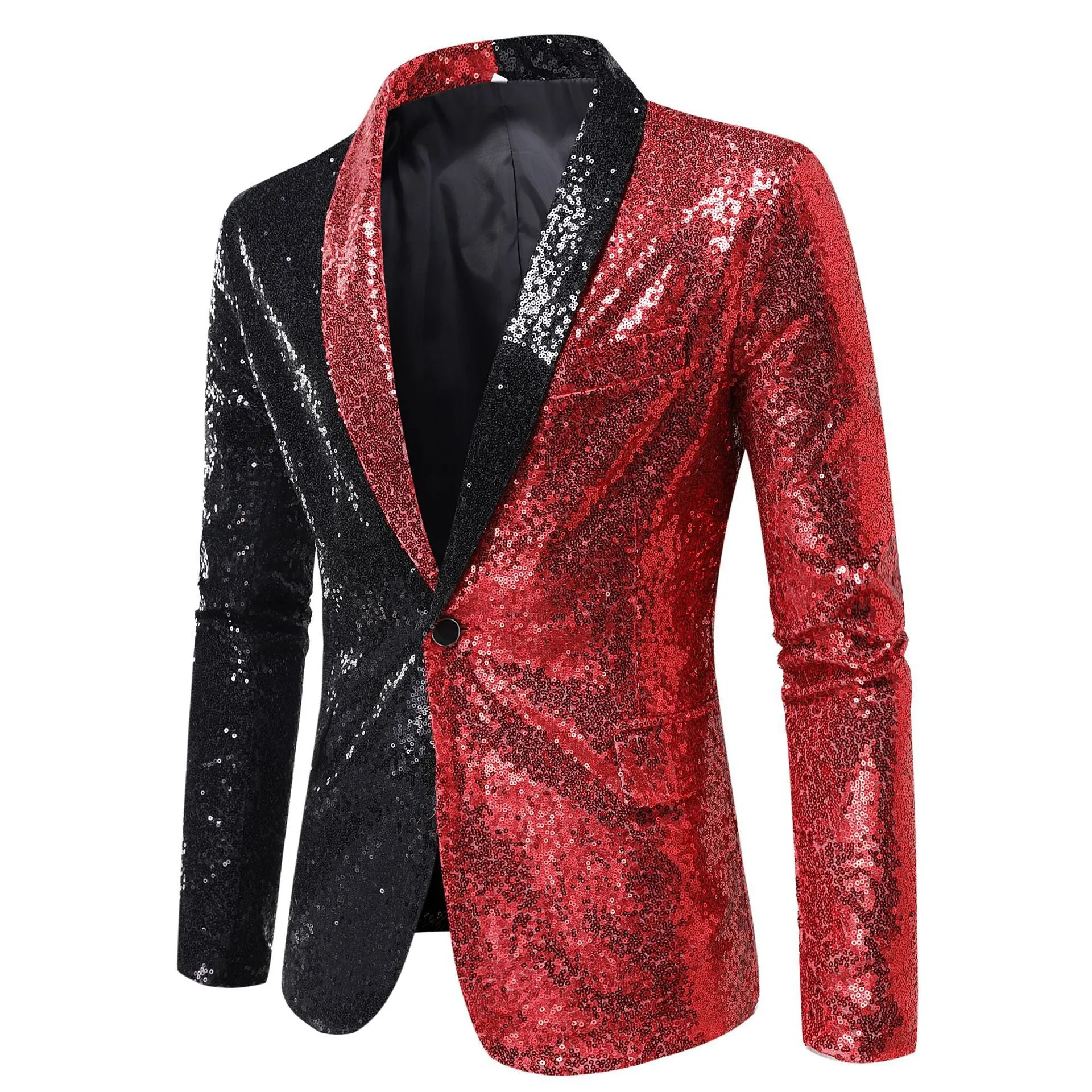 Tailored Fit Single Breasted One-Button Sequin Men's Party Jacket sold by Lavetir product image thumbnail 4
