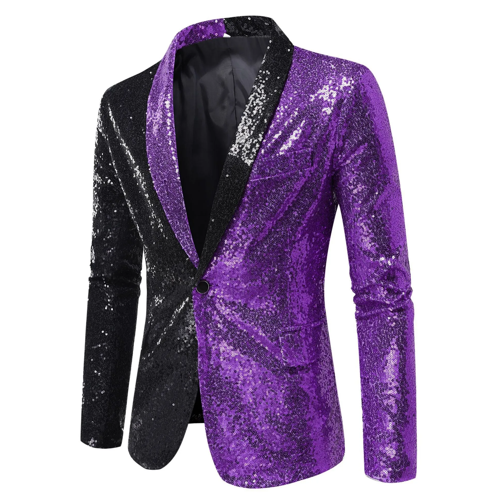 Tailored Fit Single Breasted One-Button Sequin Men's Party Jacket sold by Lavetir product image thumbnail 5