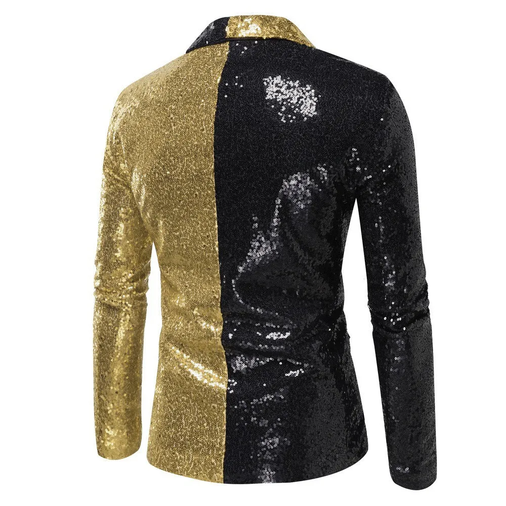 Tailored Fit Single Breasted One-Button Sequin Men's Party Jacket sold by Lavetir product image thumbnail 2