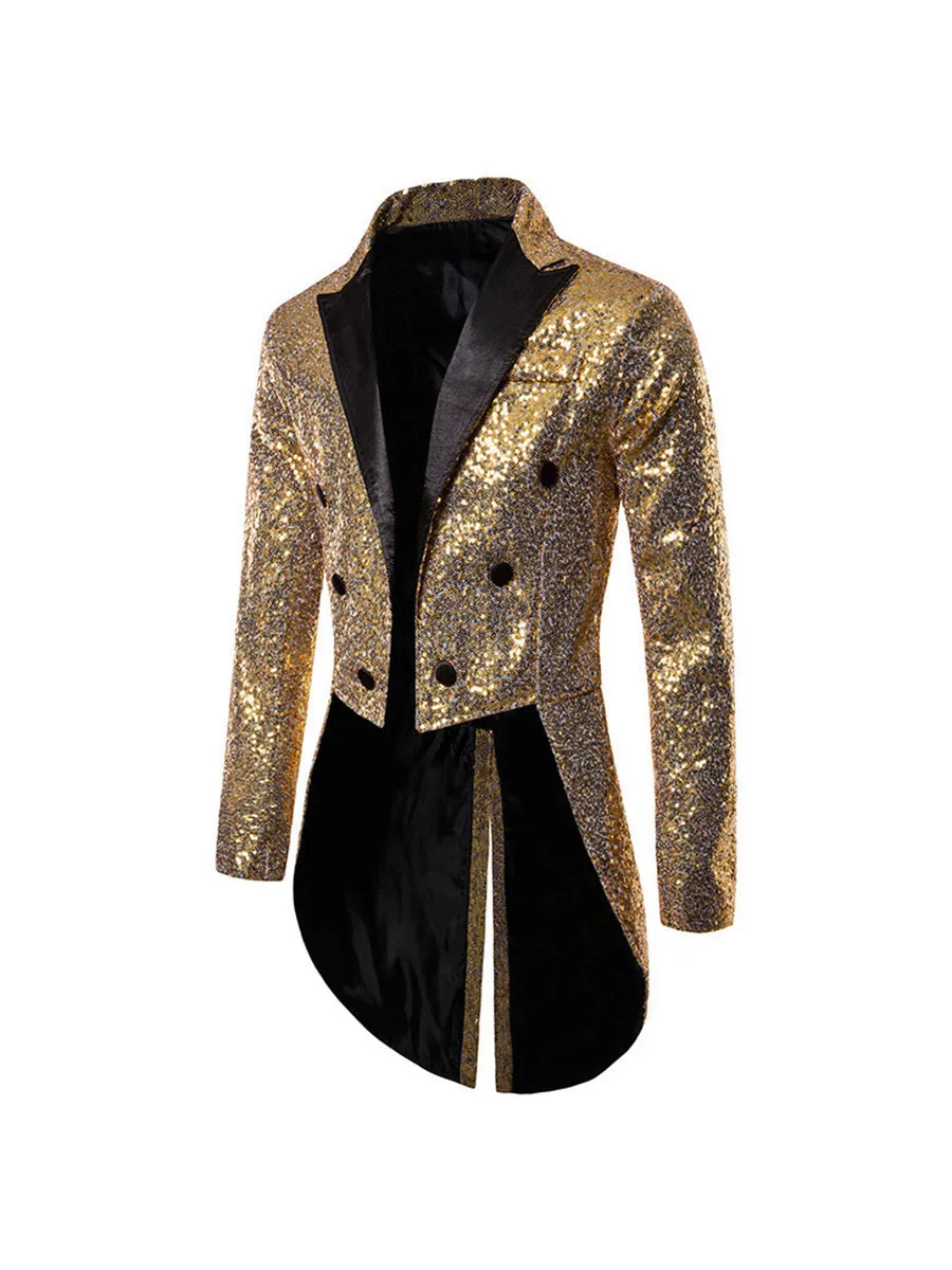 Tailored Fit Single Breasted Six-Button Sequin Colored Men's Party Jacket sold by Lavetir