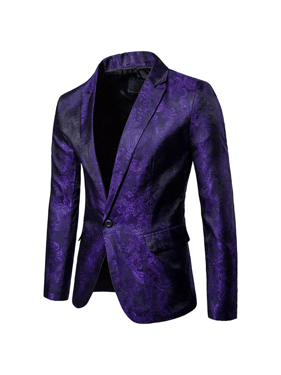 Tailored Fit Single Breasted One-Button Printed Colored Men's Wedding Suits sold by Lavetir
