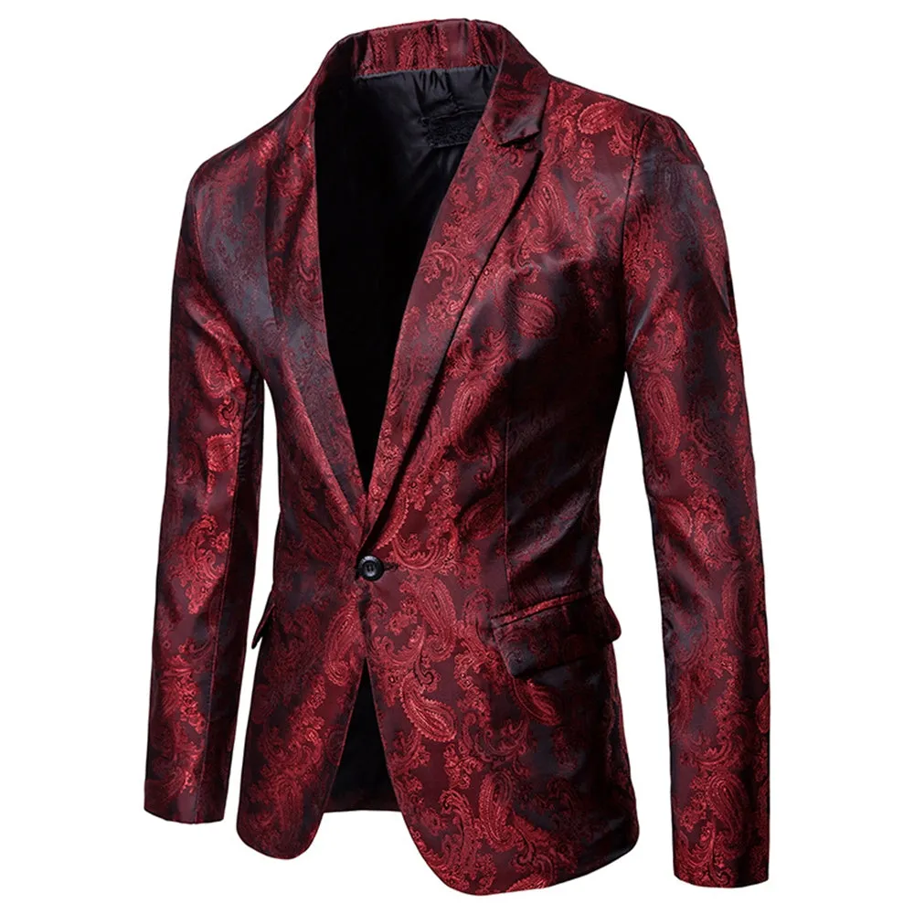 Tailored Fit Single Breasted One-Button Printed Colored Men's Wedding Suits sold by Lavetir product image thumbnail 3