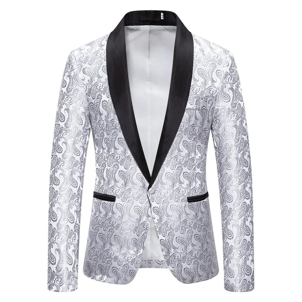 Men's Tailored Fit Single Breasted One-Button Printed Party Jacket sold by Lavetir product image thumbnail 4