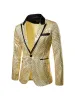 Men's Tailored Fit Gold Single Breasted One-Button Sequin Party Jacket sold by Lavetir