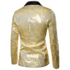 Men's Tailored Fit Gold Single Breasted One-Button Sequin Party Jacket sold by Lavetir