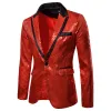 Men's Tailored Fit Gold Single Breasted One-Button Sequin Party Jacket sold by Lavetir