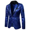 Men's Tailored Fit Gold Single Breasted One-Button Sequin Party Jacket sold by Lavetir
