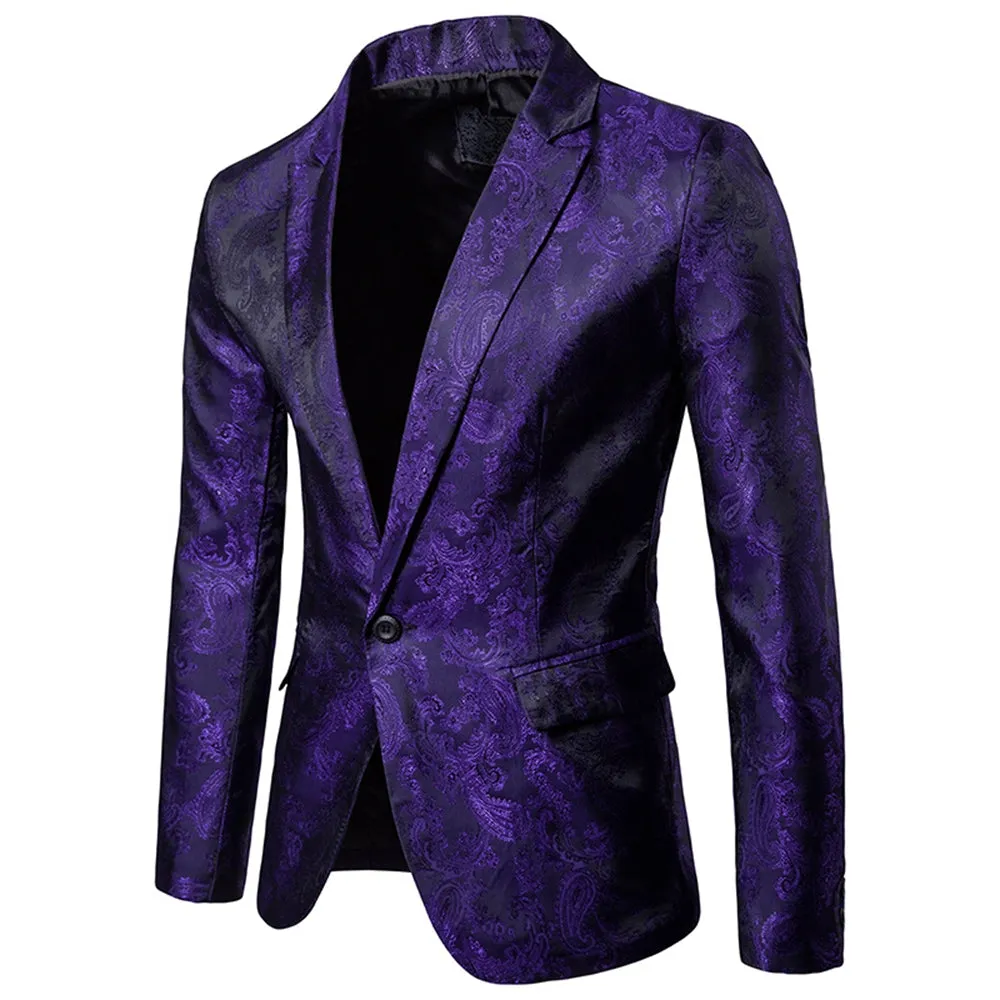 Men's Tailored Fit Single Breasted One-Button Printed Party Jacket sold by Lavetir product image thumbnail 5