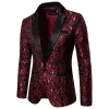 Men's Tailored Fit Single Breasted One-Button Printed Party Jacket sold by Lavetir