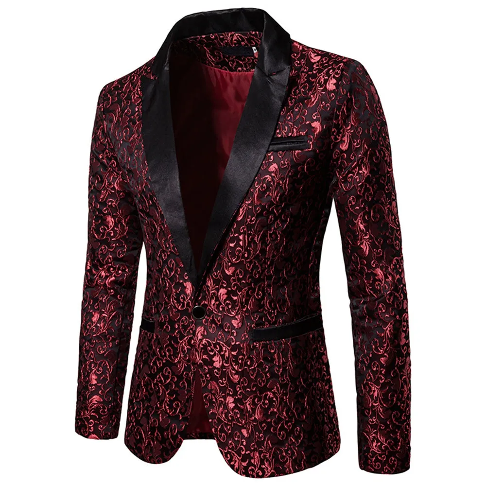 Men's Tailored Fit Single Breasted One-Button Printed Party Jacket sold by Lavetir product image thumbnail 3