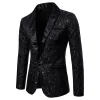 Men's Tailored Fit Single Breasted One-Button Printed Party Jacket sold by Lavetir