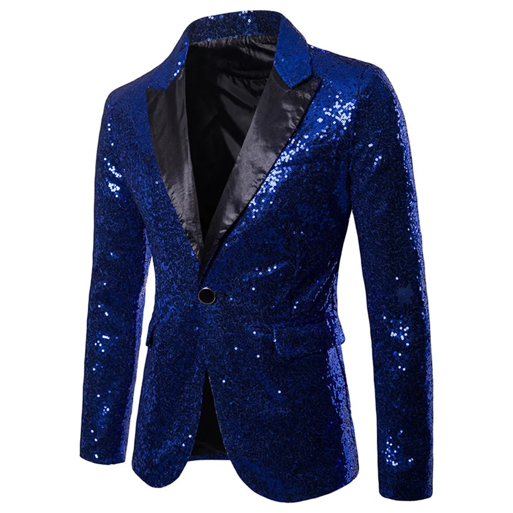 Men's Tailored Fit Gold Single Breasted One-Button Sequins Party Jacket sold by Lavetir product image thumbnail 3