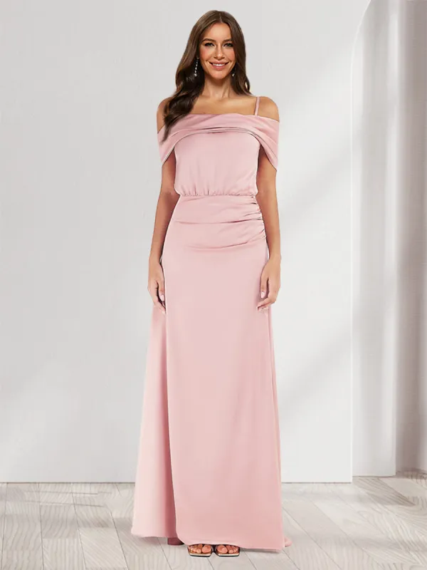 A-Line/Princess Cold Shoulder Sleeveless Ruched Bridesmaid Dresses sold by Lavetir