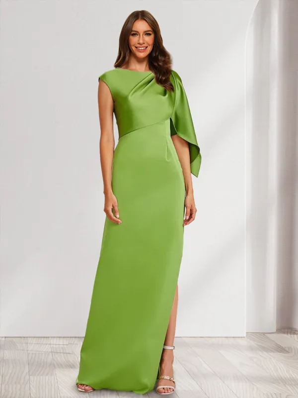 Sheath/Column Scoop Asymmetrical Split Side Bridesmaid Dresses sold by Lavetir