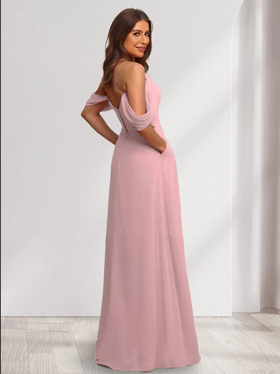 A-Line/Princess Halter Sleeveless Ruched Bridesmaid Dresses sold by Lavetir product image thumbnail 2