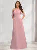 A-Line/Princess Halter Sleeveless Ruched Bridesmaid Dresses sold by Lavetir