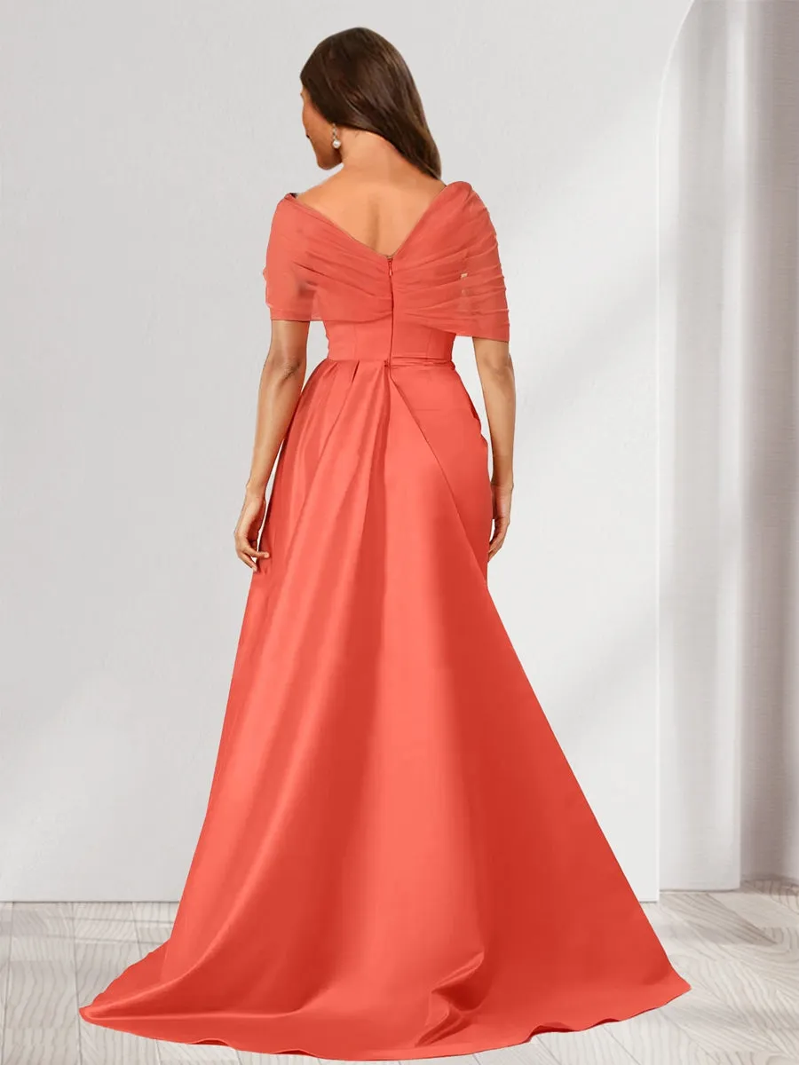 Sheath/Column Off-the-Shoulder Sleeveless Split Side Bridesmaid Dresses sold by Lavetir product image thumbnail 2