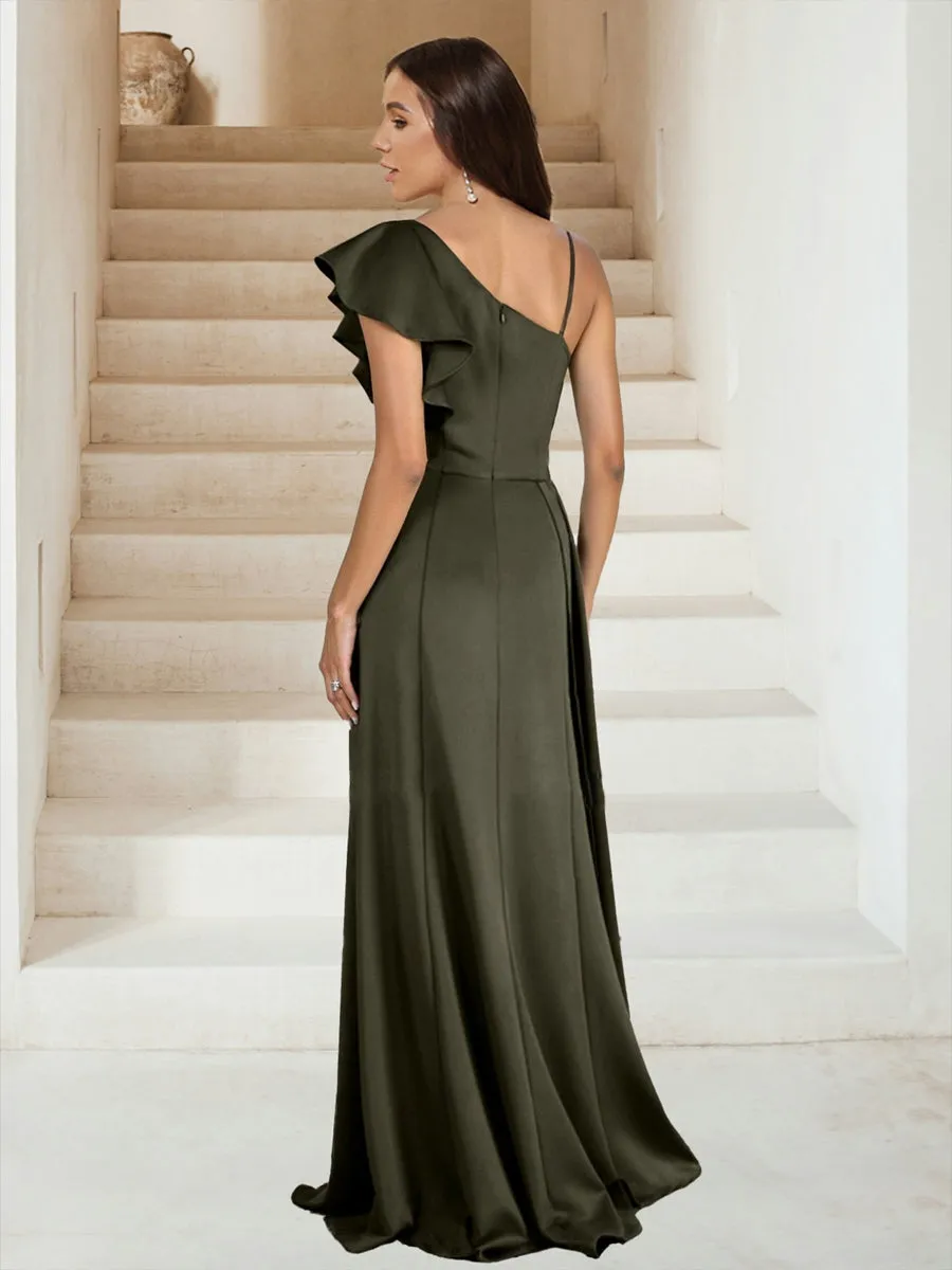 A-Line/Princess Asymmetrical Sleeveless Ruffles Bridesmaid Dresses sold by Lavetir product image thumbnail 2