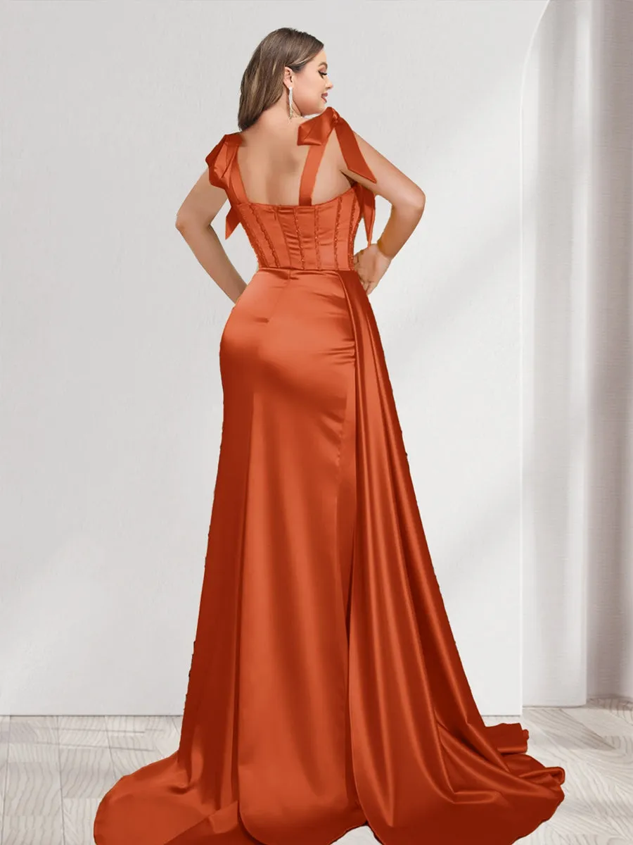 Sheath/Column Square Neck Sleeveless Split Side Plus Size Bridesmaid Dresses sold by Lavetir product image thumbnail 2