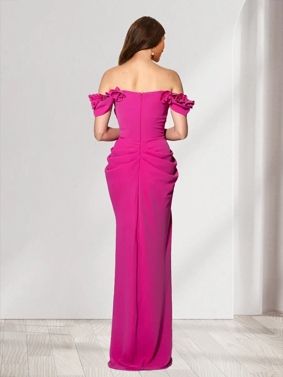 Sheath/Column Off-the-Shoulder Short Sleeves Ruffles Bridesmaid Dresses sold by Lavetir product image thumbnail 2