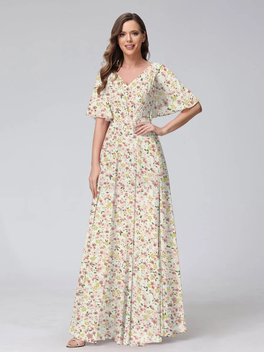 A-Line/Princess V-Neck Short Sleeves Pleats Bridesmaid Dresses sold by Lavetir product image thumbnail 4