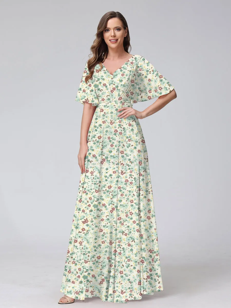 A-Line/Princess V-Neck Short Sleeves Pleats Bridesmaid Dresses sold by Lavetir product image thumbnail 5