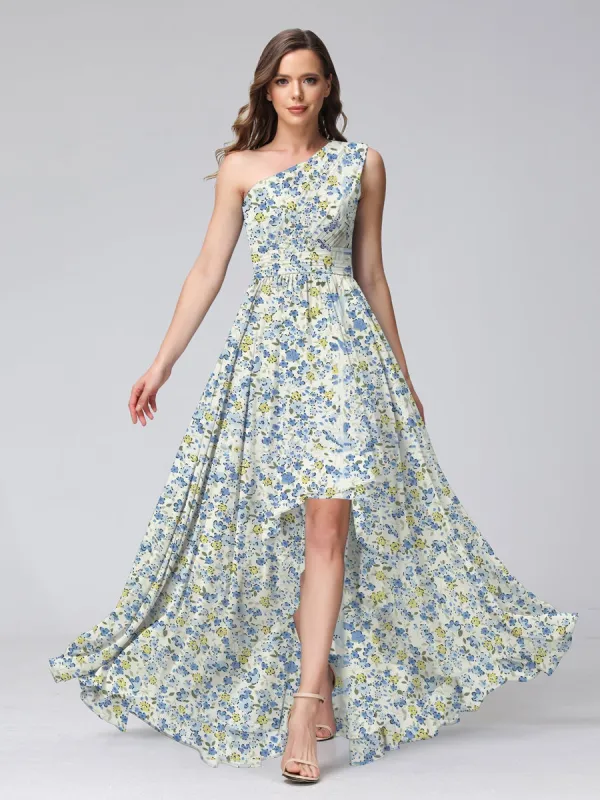 A-Line/Princess One-Shoulder Sleeveless Ruched Bridesmaid Dresses sold by Lavetir