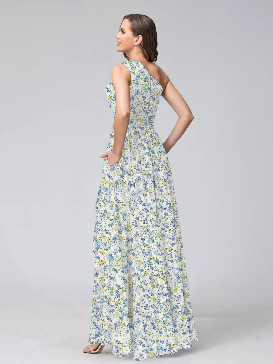 A-Line/Princess One-Shoulder Sleeveless Ruched Bridesmaid Dresses sold by Lavetir product image thumbnail 2