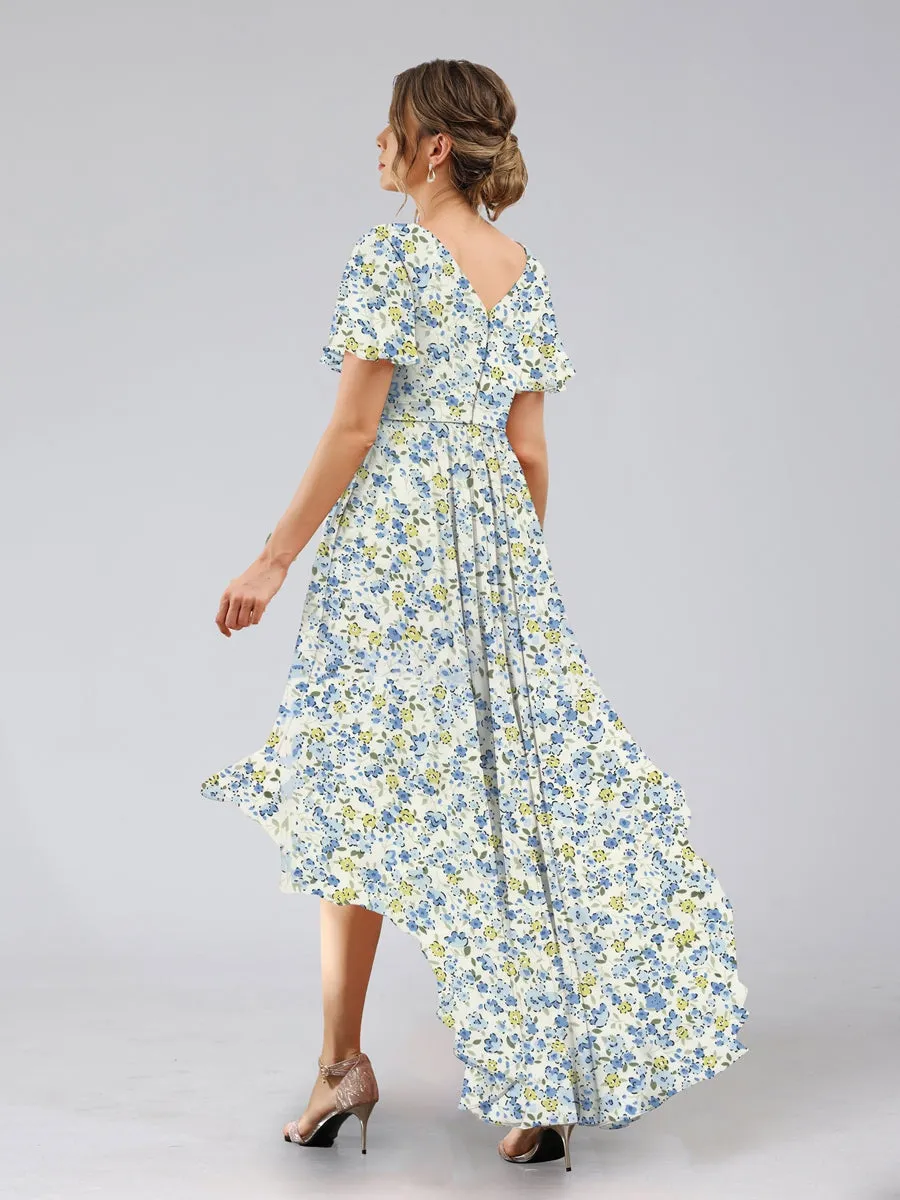 A-Line/Princess V-Neck Short Sleeves Ruched Bridesmaid Dresses sold by Lavetir product image thumbnail 2