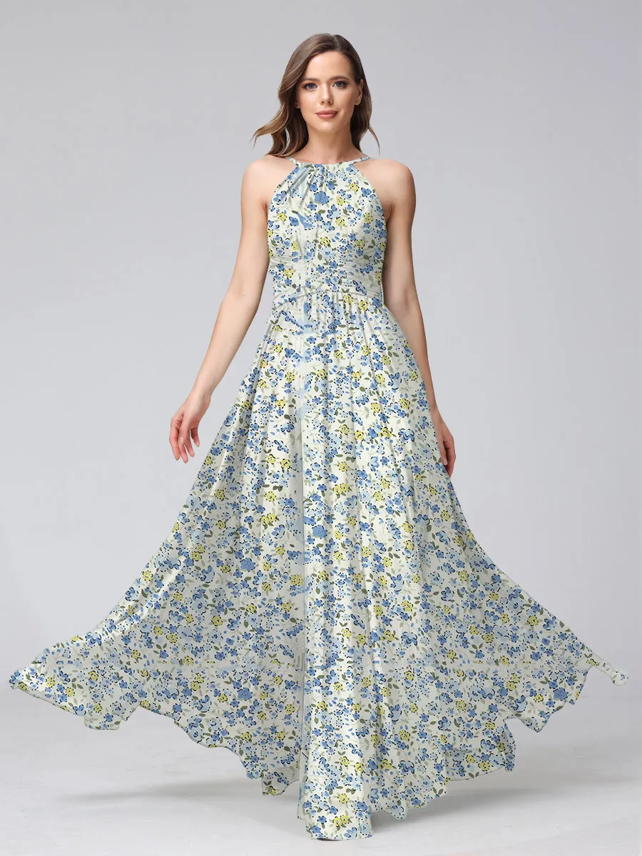 A-Line/Princess Halter Sleeveless Ruched Bridesmaid Dresses sold by Lavetir