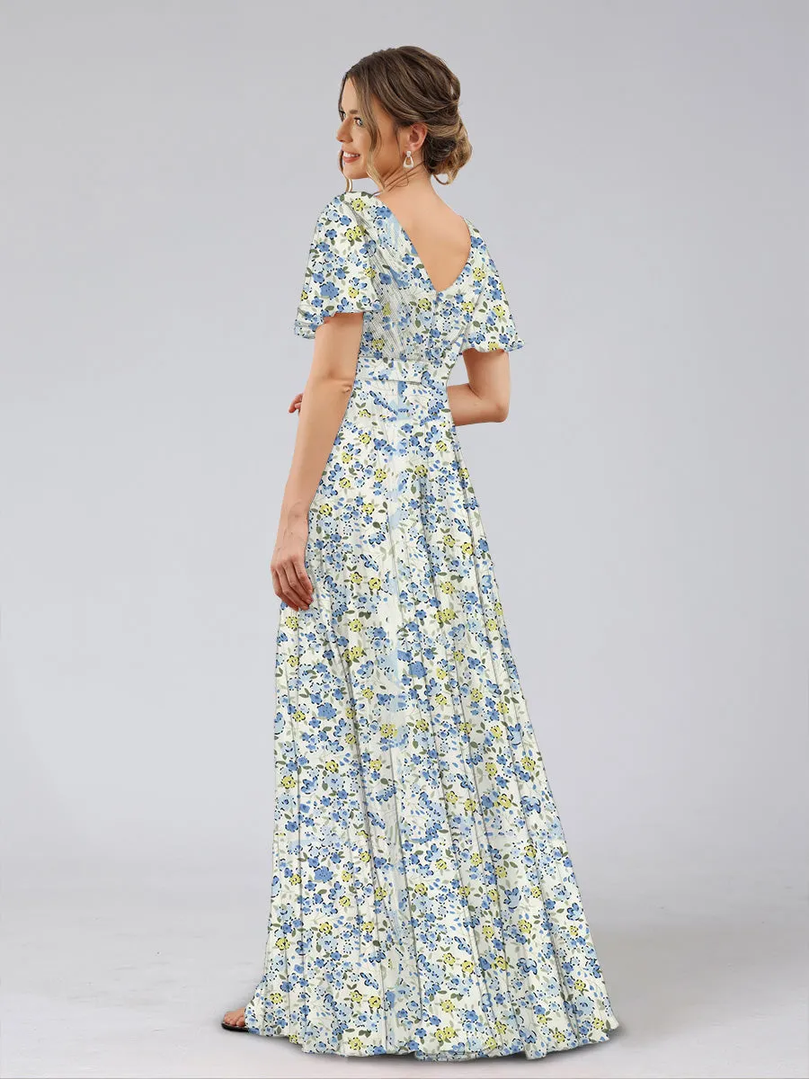 A-Line/Princess V-Neck Short Sleeves Ruched Bridesmaid Dresses sold by Lavetir product image thumbnail 2