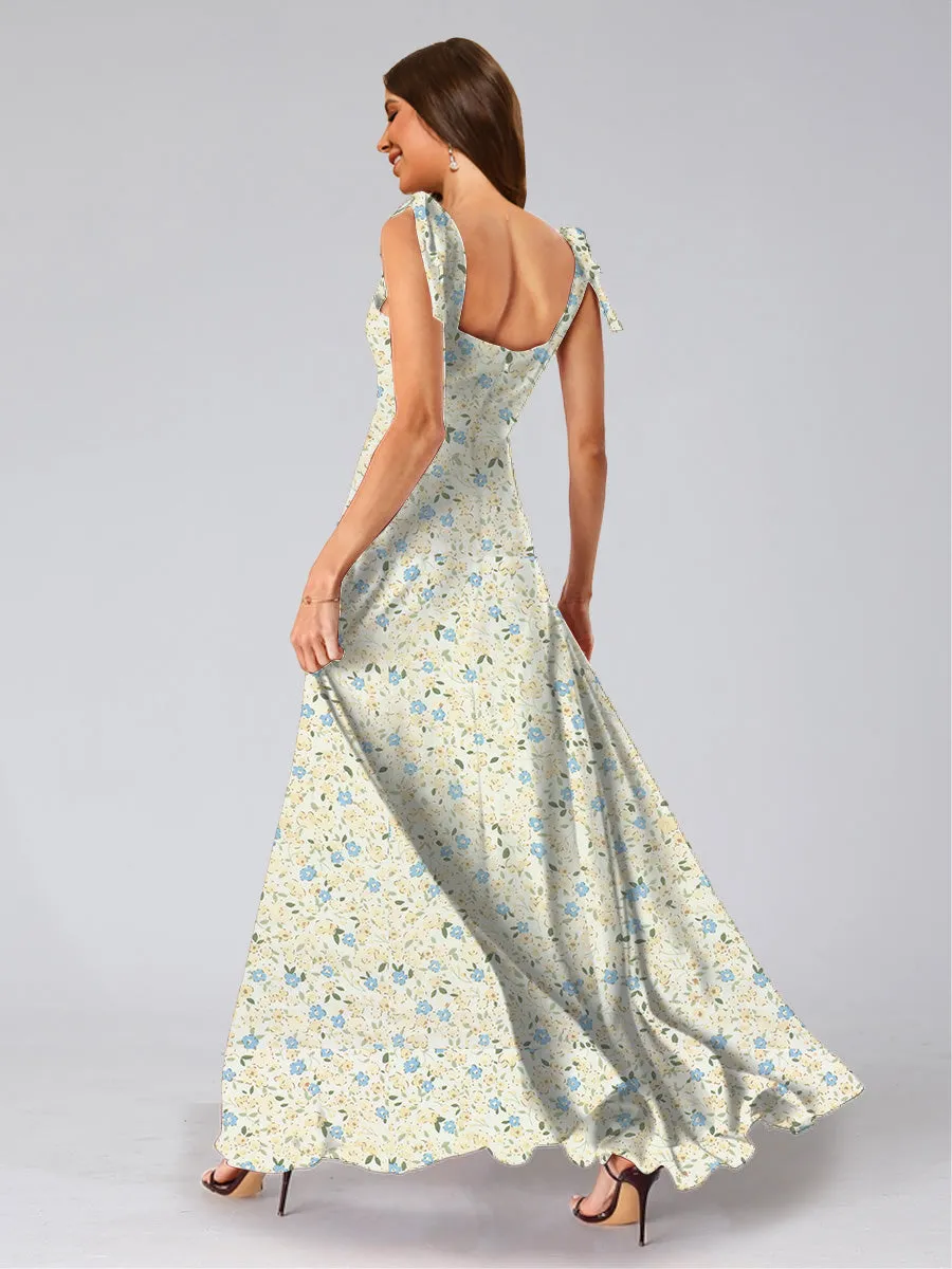 A-Line/Princess Square Neck Sleeveless Split Side Bridesmaid Dresses sold by Lavetir product image thumbnail 4