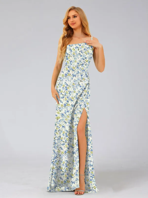 Sheath/Column One-Shoulder Sleeveless Split Side Bridesmaid Dresses sold by Lavetir