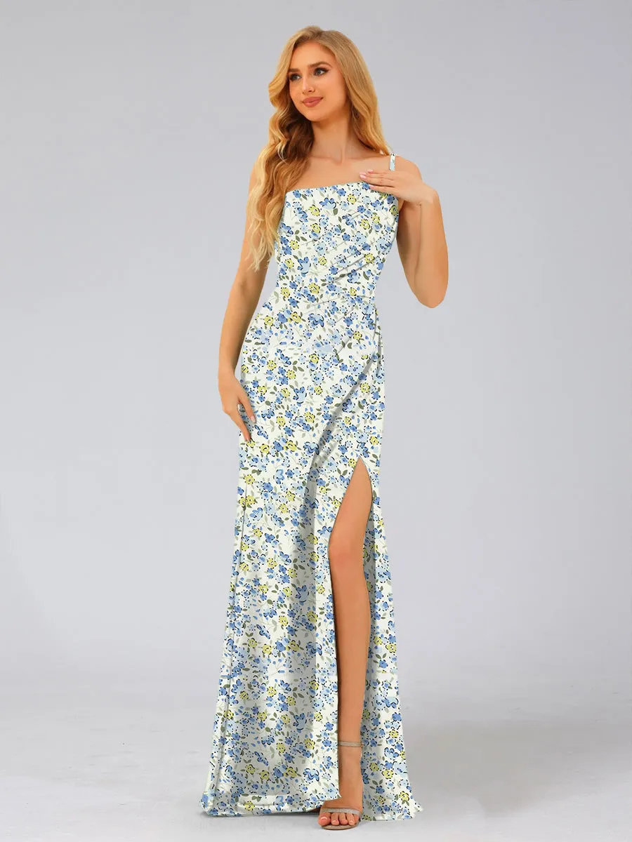 Sheath/Column One-Shoulder Sleeveless Split Side Bridesmaid Dresses sold by Lavetir