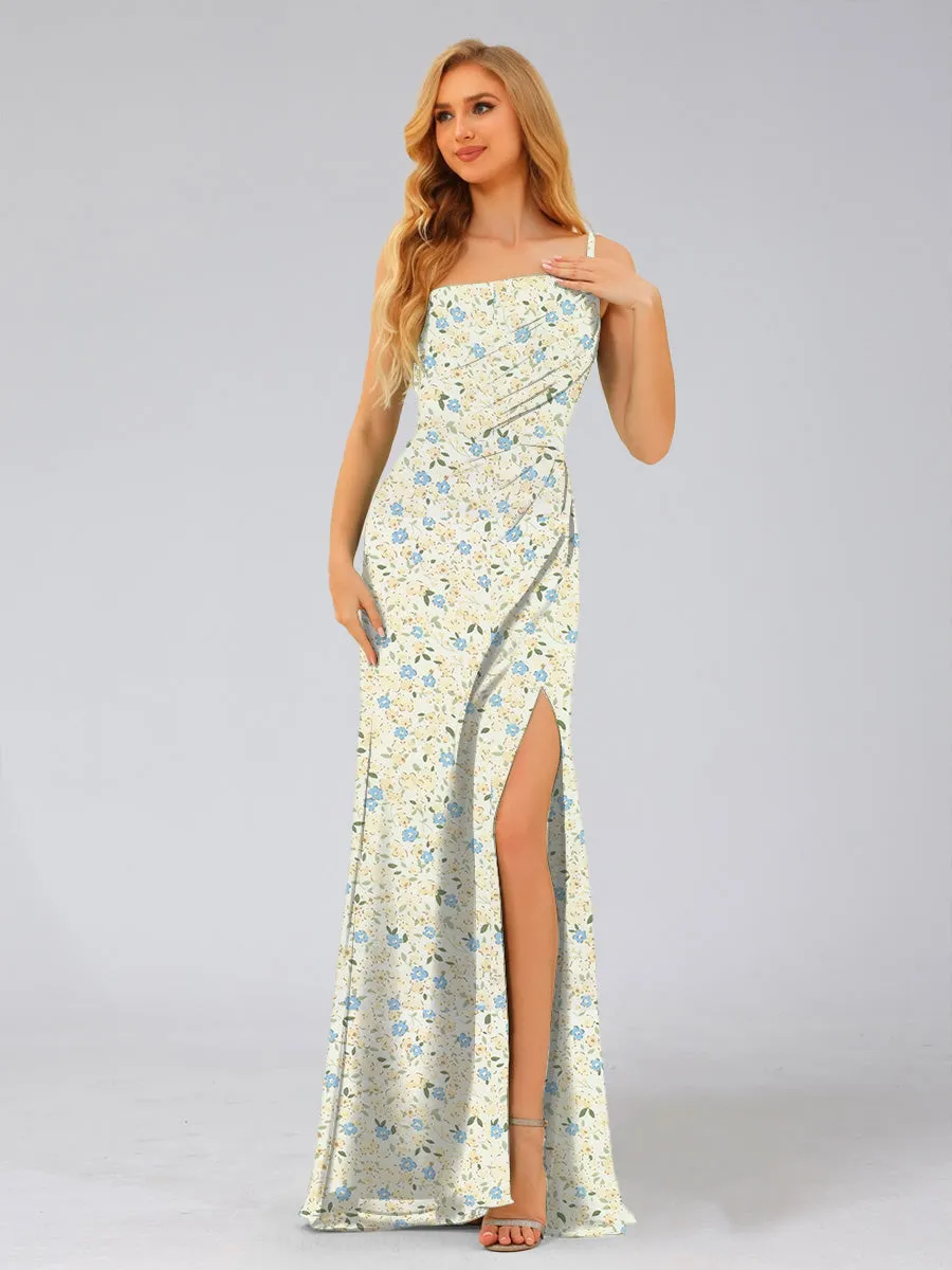 Sheath/Column One-Shoulder Sleeveless Split Side Bridesmaid Dresses sold by Lavetir product image thumbnail 3