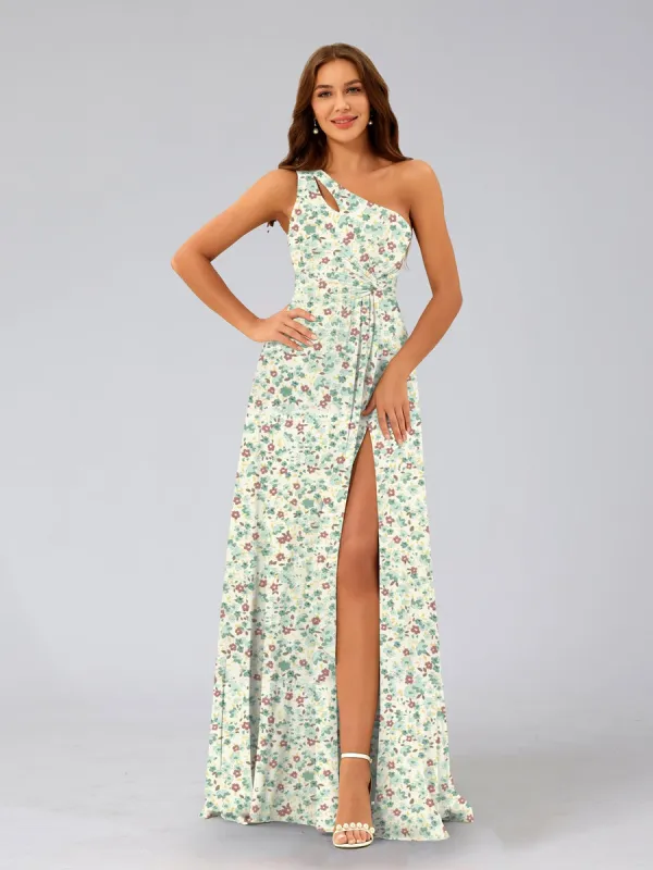 A-Line/Princess One-Shoulder Sleeveless Ruched Bridesmaid Dresses sold by Lavetir