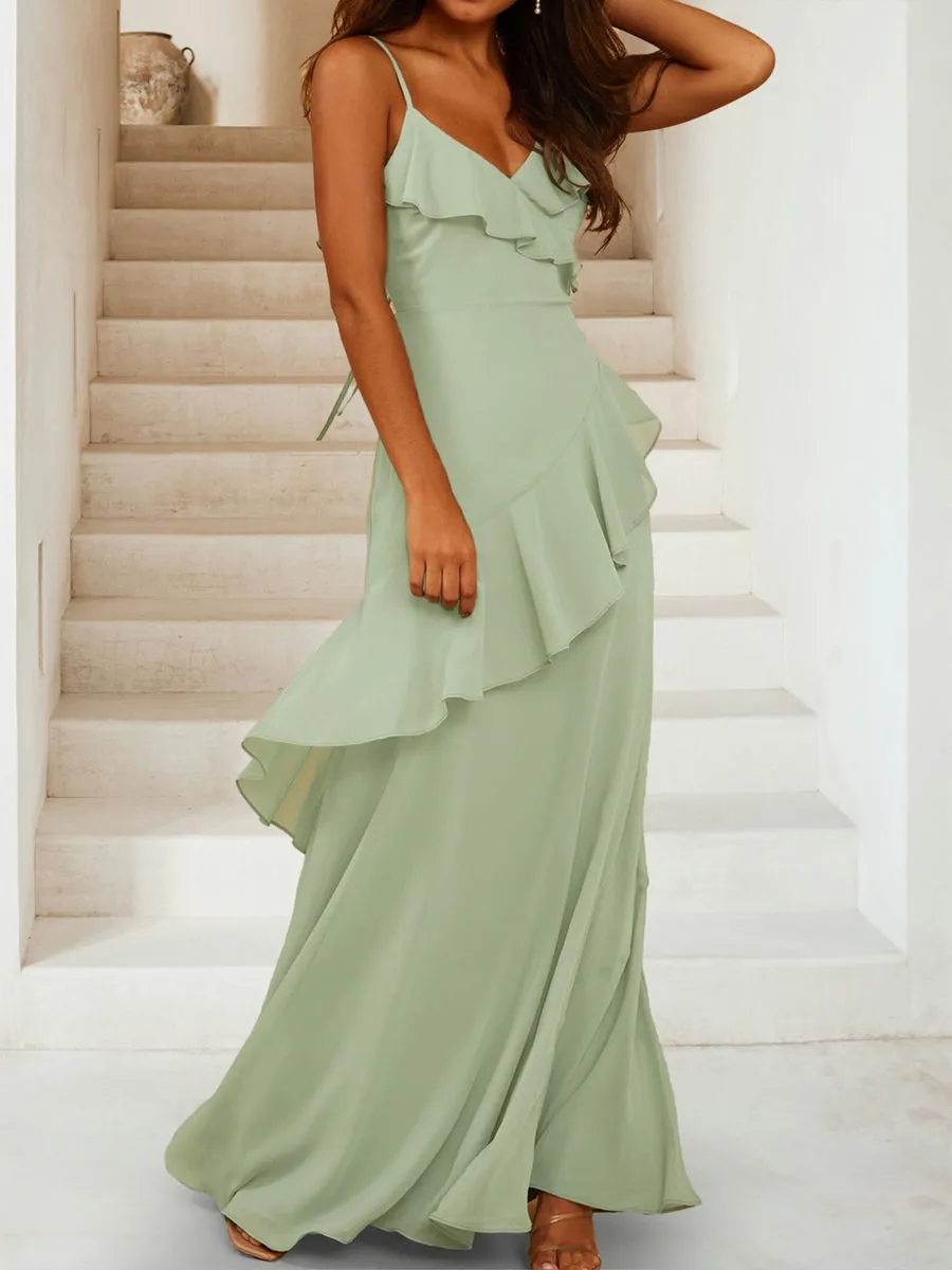 A-Line/Princess V-Neck Sleeveless Ruffles Bridesmaid Dresses sold by Lavetir product image thumbnail 3