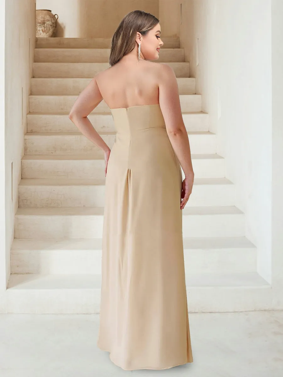 Sheath/Column Halter Sleeveless Ruched Plus Size Bridesmaid Dresses sold by Lavetir product image thumbnail 2