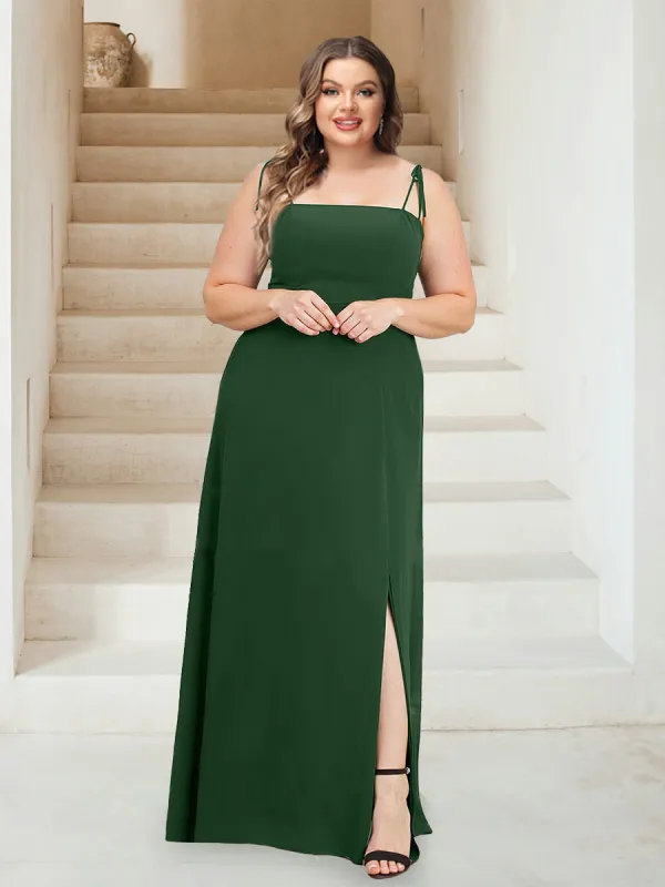 Sheath/Column Square Neck Sleeveless Ruched Plus Size Bridesmaid Dresses sold by Lavetir
