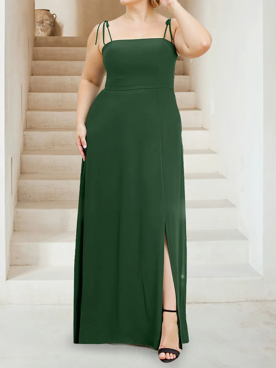 Sheath/Column Square Neck Sleeveless Ruched Plus Size Bridesmaid Dresses sold by Lavetir product image thumbnail 3