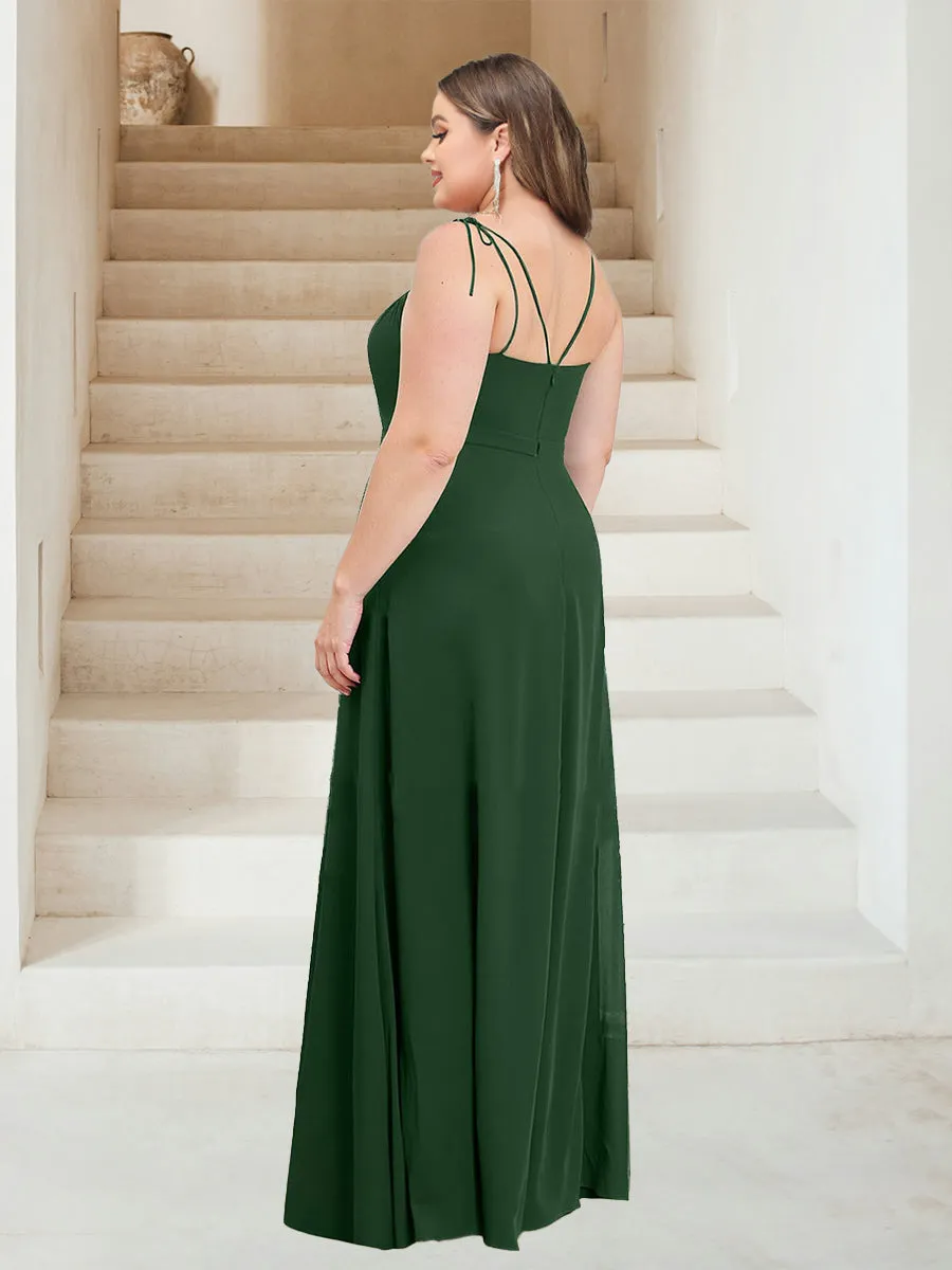 Sheath/Column Square Neck Sleeveless Ruched Plus Size Bridesmaid Dresses sold by Lavetir product image thumbnail 2